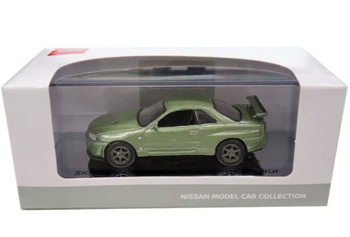 Genuine Nissan Merchandise Skyline Gt-R R34 V Spec 2 Nur Model 1/64 Scale -Millennium Jade
