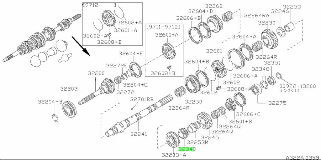 5th Gear (Main shaft) to suit Nissan Skyline R32 / R33 GTR R33 GTS-T R34 GT-T 32341-30P04 - Gearbox and Transmission