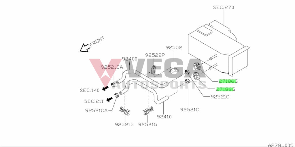 A/C Heater Core Grommet Set (2-Piece) To Suit Nissan Silvia S13 / 180Sx 92580-01E00 Exterior