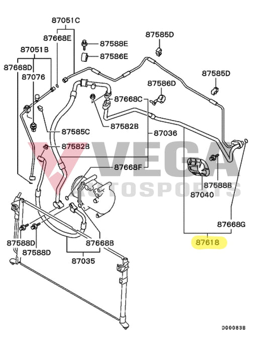 A/C Suction Hardline to suit Mitsubishi Lancer Evolution 7 / 8 / 9 CT9A **Discontinued from Manufacturer** - Vega Autosports