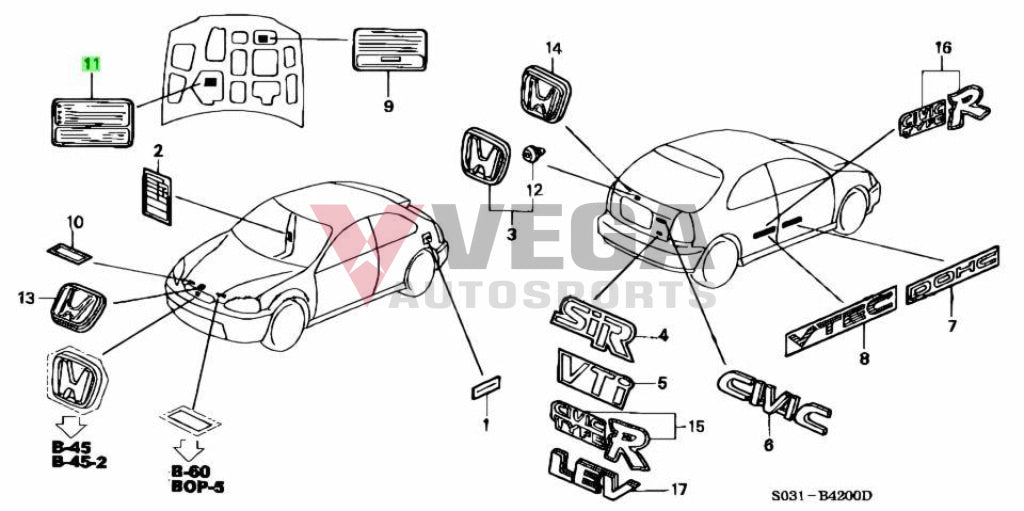 'Air Pollution Information' Decal to suit Honda Civic EK9, Integra DC2 - Vega Autosports
