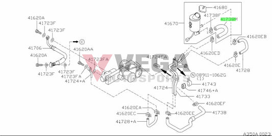 Attesa E-TS Reservoir Suction Hose to suit Nissan Skyline GTR R32 / R33 / R34 41738-05U10 Differential