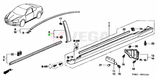B Pillar Outer Garnish Set Rhs / Lhs To Suit Honda Integra Dc5 72430-S6M-003 72470-S6M-003 Exterior