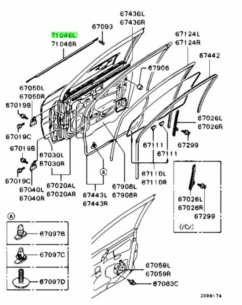 Belt / Waist Mould Set (Front Lhs) To Suit Mitsubishi Lancer Evolution 7 8 9 Ct9A Mr525755 Body