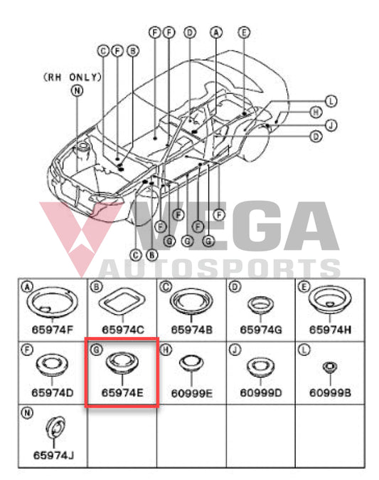 Body Plug G 30mm to suit Mitsubishi Lancer Evolution 4-10 MU670035 Exterior