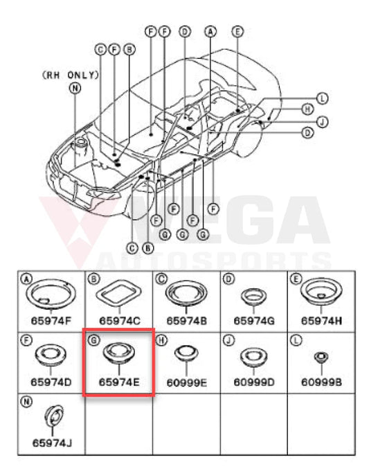 Body Plug G 30mm to suit Mitsubishi Lancer Evolution 4-10 MU670035 Exterior