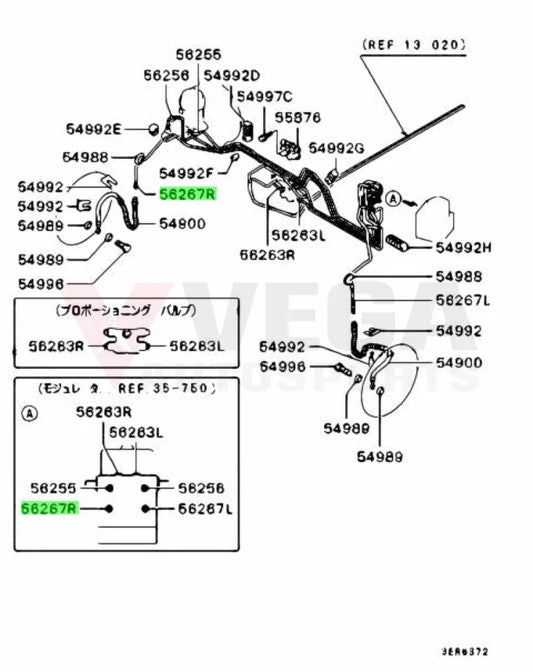 Brake Line (Abs To Front Rhs Caliper) Suit Mitsubishi Lancer Evolution 4 / 5 6 Mr493296 Brakes