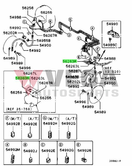 Brake Line (Front Right / Joint Fluid Connector) To Suit Mitsubishi Lancer Evolution 7 8 9 Ct9A