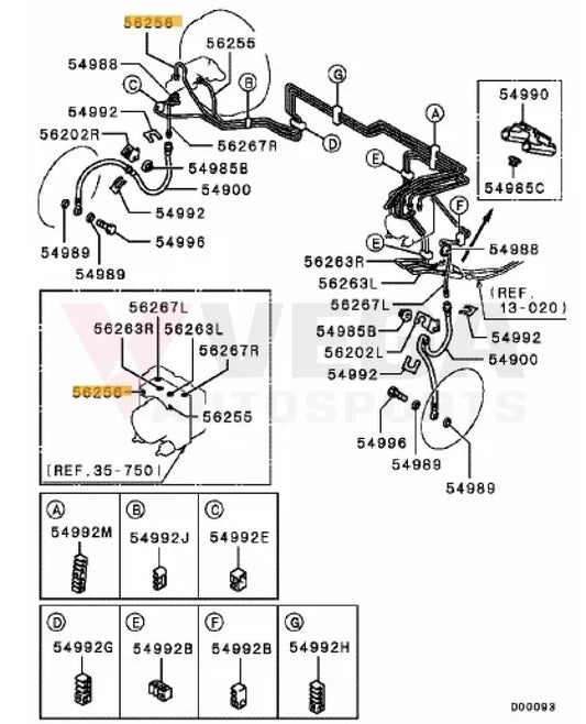 Brake Line (Brake Master Cylinder To Abs) Suit Mitsubishi Lancer Evolution 7 / 8 9 Ct9A Mr493296