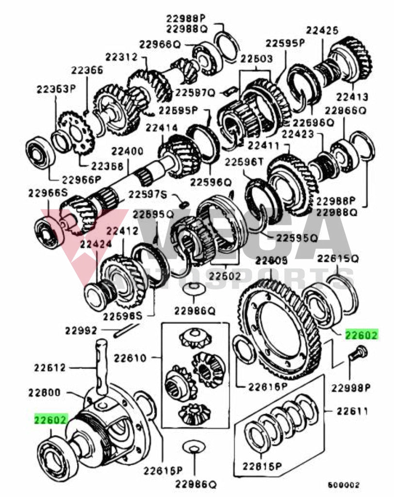 Centre Diff Case / M/T Gearbox Bearing to suit Mitsubishi Lancer Evolution 4 - 9 MD710663 Gearbox and Transmission