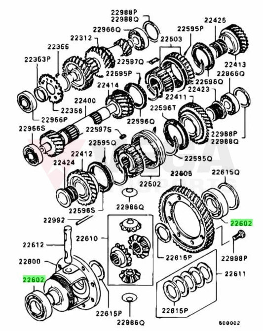 Centre Diff Case / M/T Gearbox Bearing to suit Mitsubishi Lancer Evolution 4 - 9 MD710663 Gearbox and Transmission