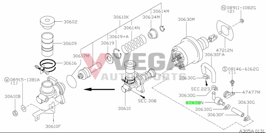 Check Valve Clutch Booster To Suit Nissan Skyline R32 Gtr R33 R34 Z32 (Tt) 47478-05U00 Gearbox And