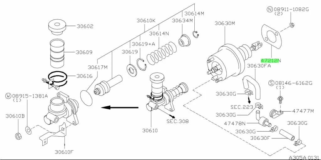 Clutch Booster Gasket / Packer To Suit Nissan Skyline R32 Gt-R R33 & R34 47212-05U00 Gearbox And
