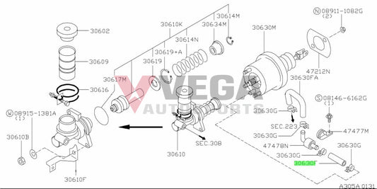 Clutch Master Cylinder Vacuum Hose to suit Nissan Skyline R32 / R33 / R34 GTR 47473-05U20 Gearbox and Transmission