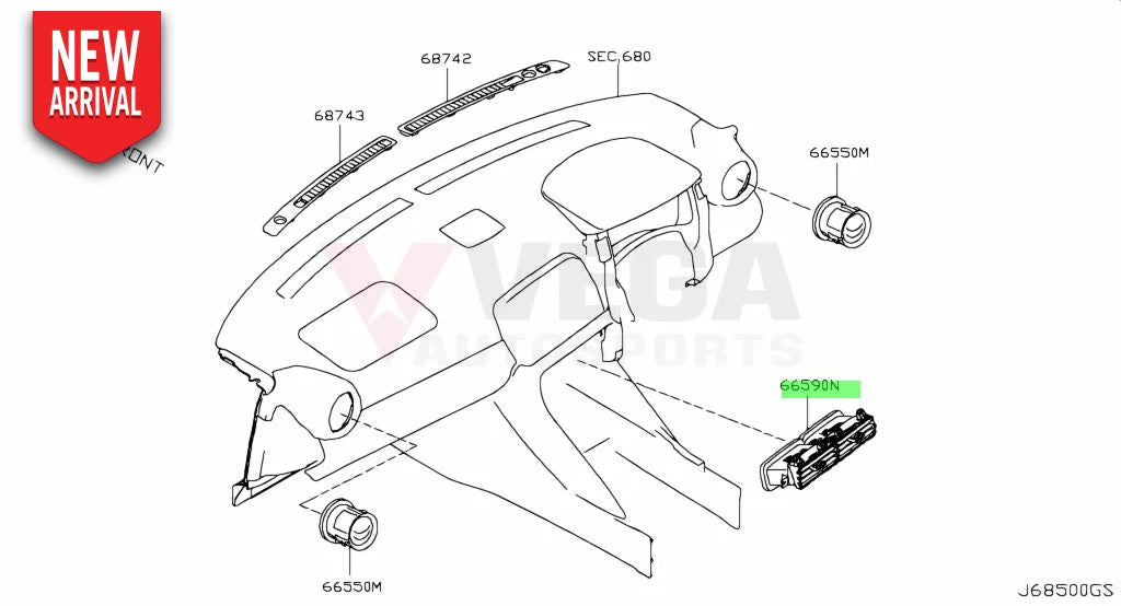 Dash Vent (Centre) to suit Nissan R35 GTR 2017-2024 68750-6AV0A - Interior