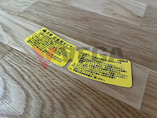 Decal "Spare Tire Caution" to suit Mitsubishi Lancer 7 / 8 / 9 / 10 CT9A CZ4A - Vega Autosports