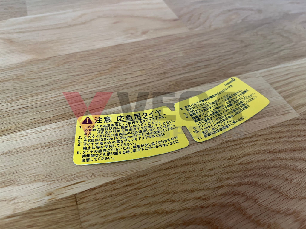 Decal "Spare Tire Caution" to suit Mitsubishi Lancer 7 / 8 / 9 / 10 CT9A CZ4A - Vega Autosports