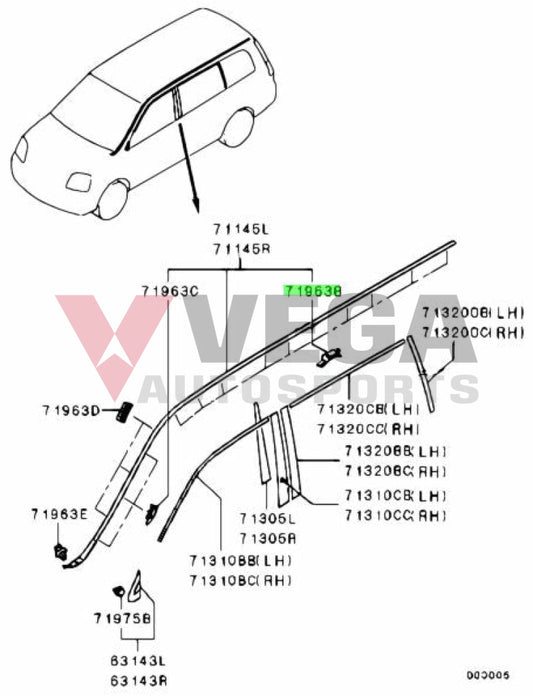 Drip Mould Clip (White) To Suit Mitsubishi Lancer Evolution 7 / 8 9 7403A020 Exterior