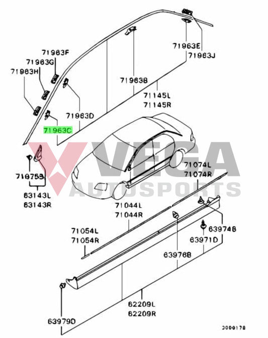 Drip Mould Clip (Yellow) To Suit Mitsubishi Lancer Evolution 7 / 8 9 Mr520849 Exterior