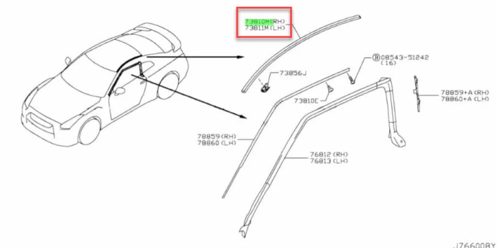 Drip Mould Set RHS & LHS to suit Nissan R35 GTR 73854-JF00A / 73855-JF00A Body Mouldings / Seals