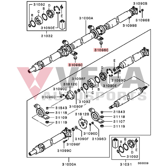 Driveshaft Carrier Bearing Nut to suit Mitsubishi Lancer Evolution 4 - 9 MB288653 Differential