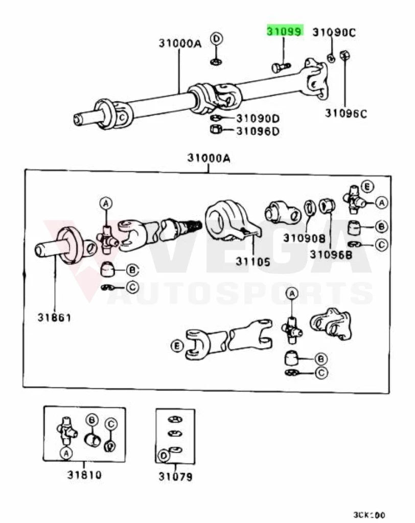 Driveshaft to Rear End Bolt to suit Mitsubishi Lancer Evolution 7/8/9 MB000938 Nuts / Bolts / Screws