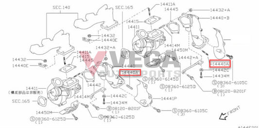 Dump Pipe To Front Exhaust Stud Suit Nissan R32 / R33 R34 Gtr 14064-N420A