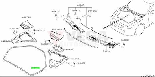 Engine Bay Rubber Seal To Suit Nissan R35 Gtr 66870-Jf10A Exterior