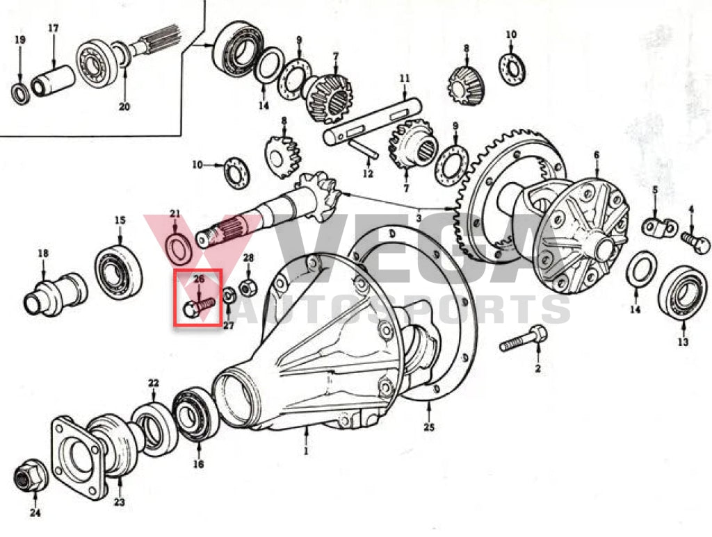 Final Drive Bolt Set (8-Piece) To Suit Datsun Sunny Truck 1200 H165 Diff 38321-N5000 Differential