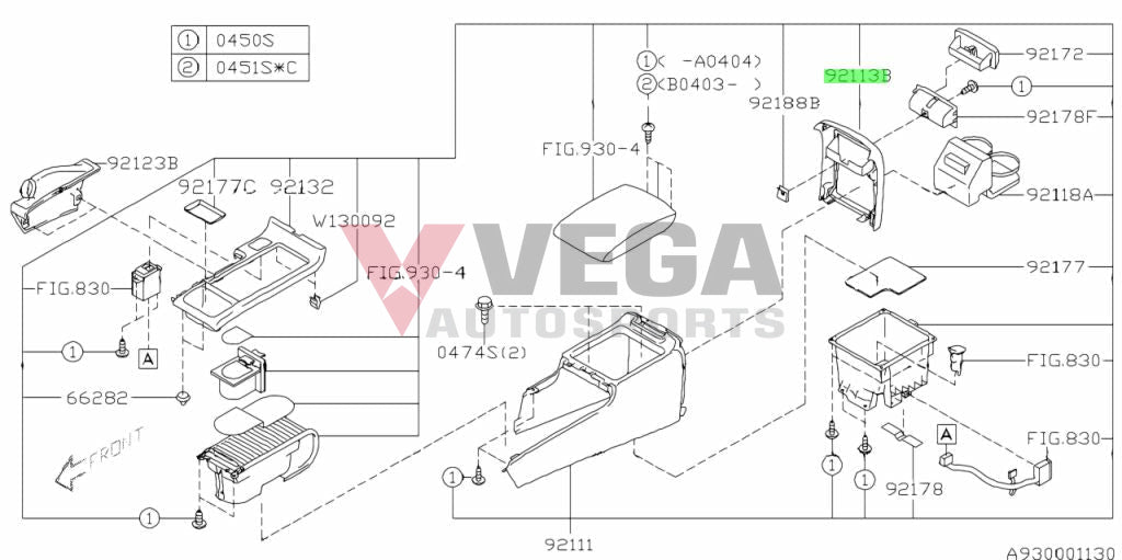Floor Console Box Rear Cover to suit Subaru Impreza WRX / WRX STi 2008-2014 92113AG020JC Interior
