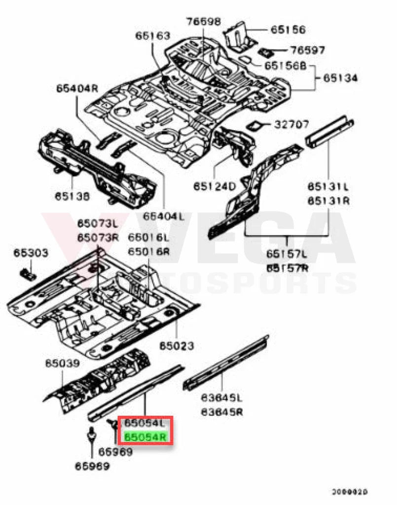 Floor Rail Set Rhs & Lhs To Suit Mitsubishi Lancer Evolution 7 / 8 9 Ct9A Mr547332 Mr547331 Exterior