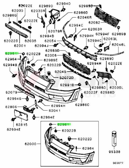 Front Bumper to Fender Cap to suit Mitsubishi Lancer Evolution 7 / 8 / 9 MB814163 - Vega Autosports