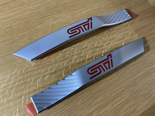 Front Fender 'STi' Side Moldings Silver to suit Subaru Impreza WRX STi 08-14 GRB GVB - Vega Autosports