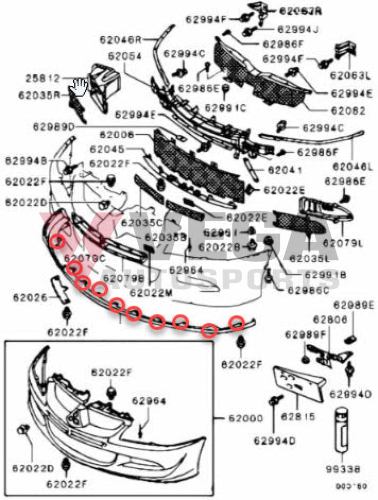 Front Lip Fitting Kit (10 Piece) To Suit Mitsubishi Lancer Evolution 8 Mu488006 Exterior