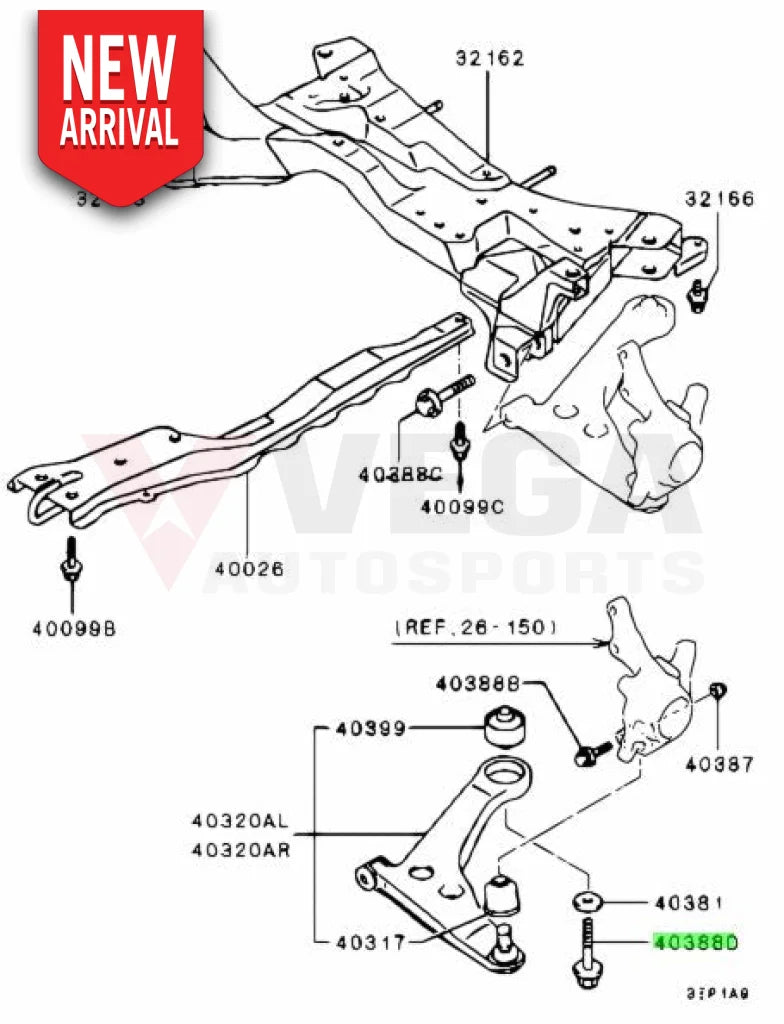 Front Suspension Lower Arm Bolt to suit Mitsubishi Lancer Evolution 7 - 9 MU000302 - Nuts / Bolts / Screws