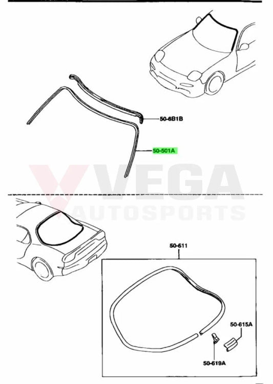 Front Upper Outer Window Moulding To Suit Mazda Rx7 Fd3S Fd01-50-6Axc Body Mouldings / Seals