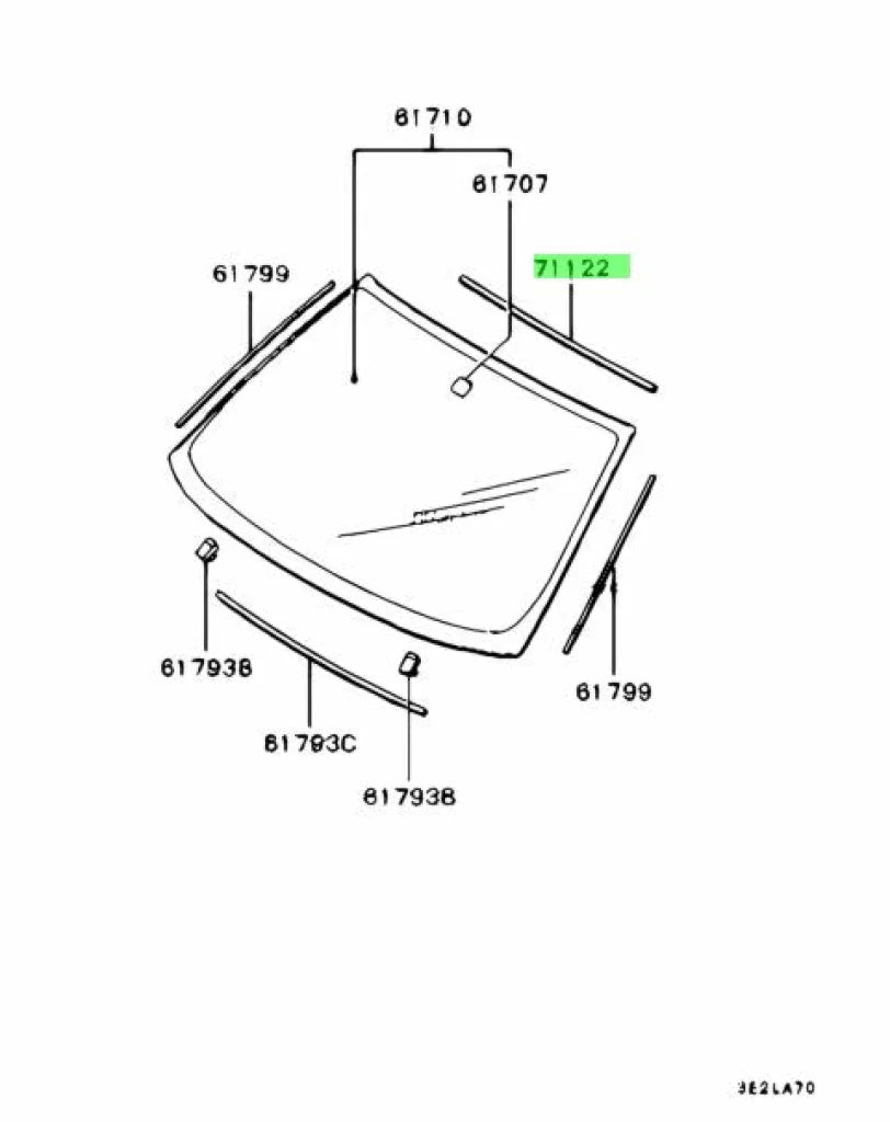 Front Upper Windscreen Moulding To Suit Mitsubishi Lancer Evolution 4 / 5 6 Mr191589 Body Mouldings