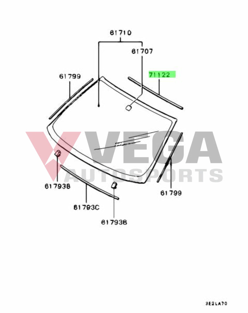 Front Upper Windscreen Moulding To Suit Mitsubishi Lancer Evolution 4 / 5 6 Mr191589 Body Mouldings