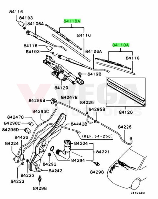 Front Wiper Blade Assembly (Rhs Driver Side) To Suit Mitsubishi Lancer Evolution 7 8 9 Ct9A