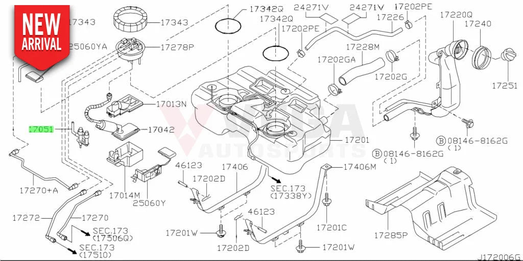 Fuel Pump EGI Assembly to suit Nissan Silvia S14 / S15 & Skyline R33 / R34 GTR 17051-70T00 - Fuel