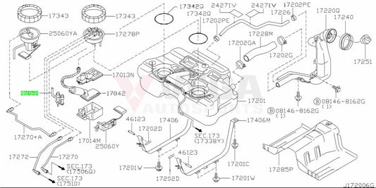 Fuel Pump EGI Assembly to suit Nissan Silvia S14 / S15 & Skyline R33 / R34 GTR 17051-70T00 - Fuel