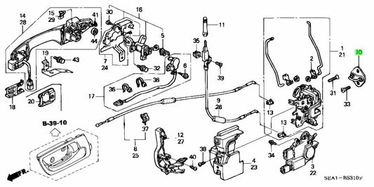 Door Striker Assembly to suit Honda Civic FD1 FD2 72135-SDA-A01 - Vega Autosports