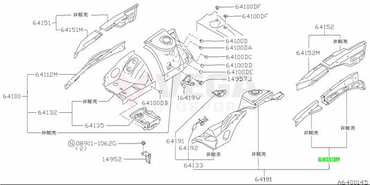 Hood Ledge (Inner) Upper Lhs To Suit Nissan Silvia S15 64111-70F00 Body Panels