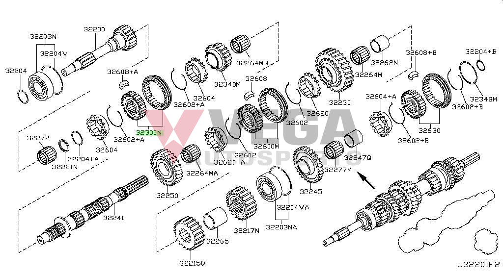Hub & Sleeve Set (5Th / 6Th) To Suit Nissan 350Z 04-08 370Z + 09~ Onwards 32300-Cd76A Gearbox And