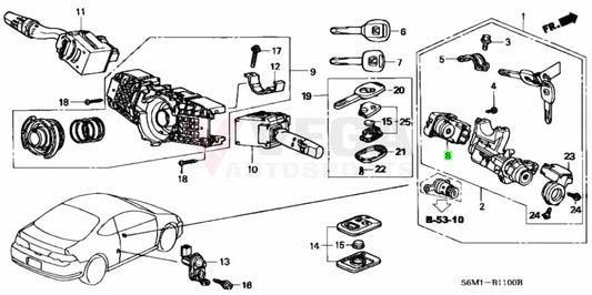 Ignition Switch to suit Honda Civic FD1 / FD2 35130-SAA-J51 - Vega Autosports