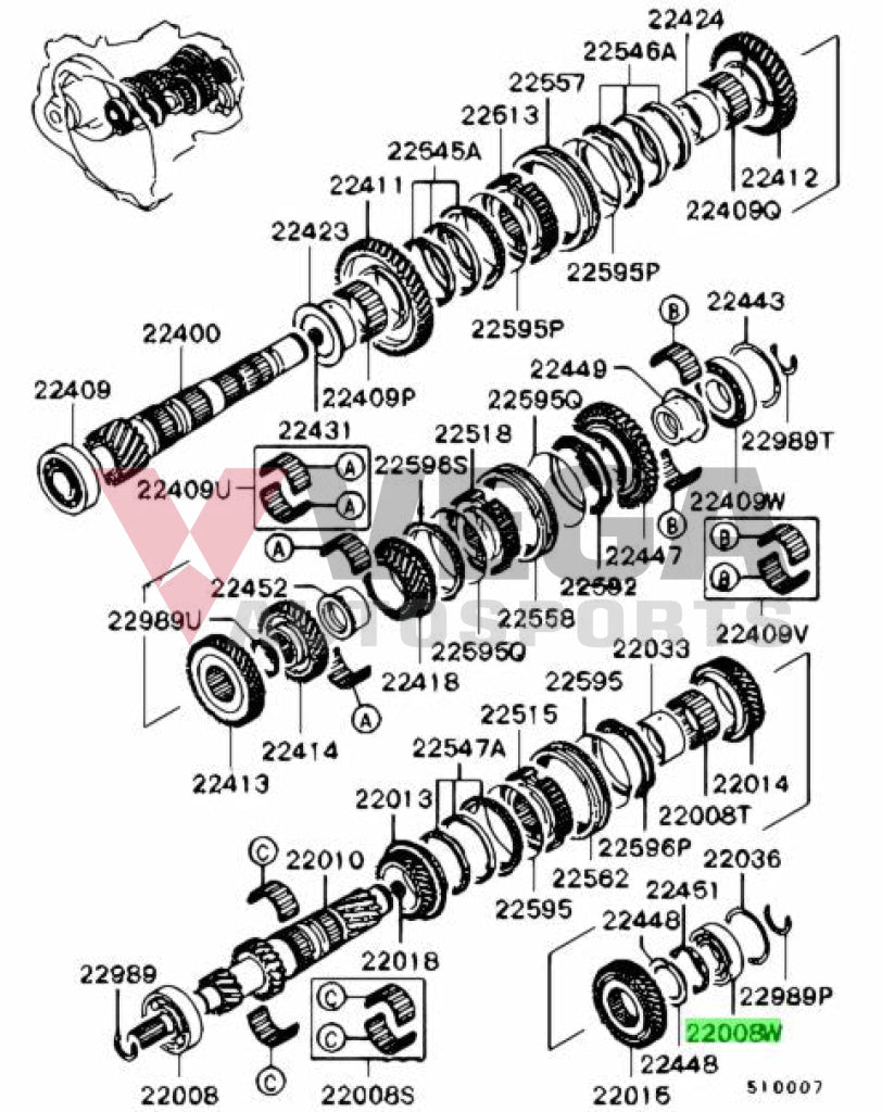 Input Shaft Bearing (2nd) to suit Mitsubishi Lancer Evolution 4-9 (5-Speed) MR980742 Gearbox and Transmission