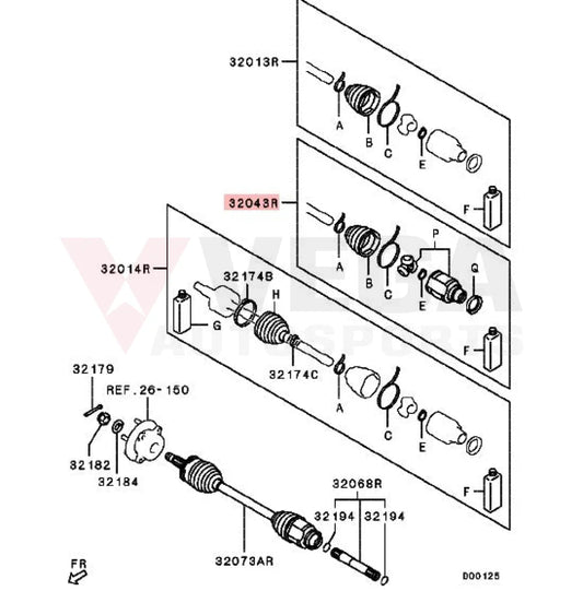 Joint Kit Front Axle Drive Shaft Inner Left/Right Mitsubishi Evo 10 3817A154 Differential