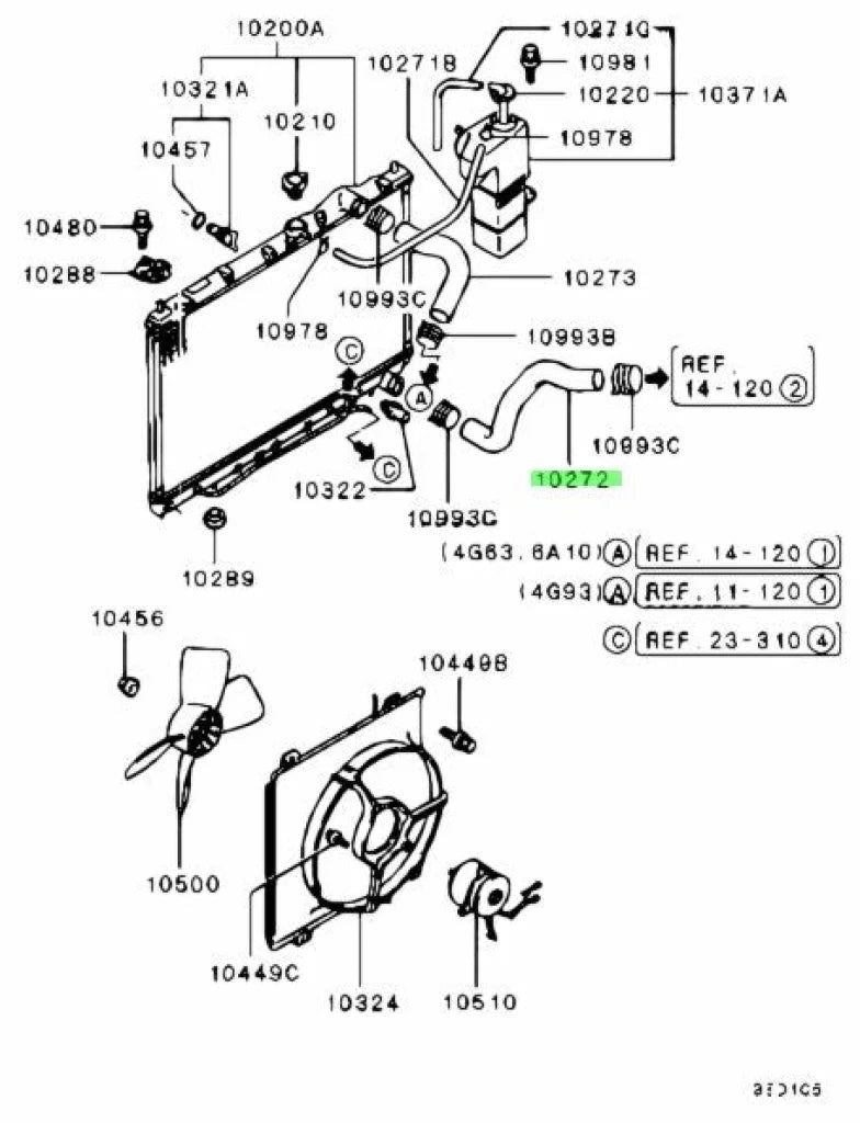 Lower Radiator Hose To Suit Mitsubishi Lancer Evolution 1 / 2 3 Mb890991 Cooling