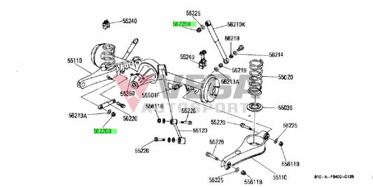 OEM Exhaust Bracket Self Lock Nut to suit Nissan Skyline R32 / R33 / R34 GTR 01225-00062 Nuts / Bolts / Screws