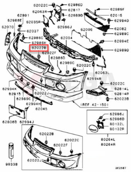 Oem Mitsubishi Push Clip Front Bumper To Suit Evolution 4-9 Mb253964 Nuts / Bolts Screws